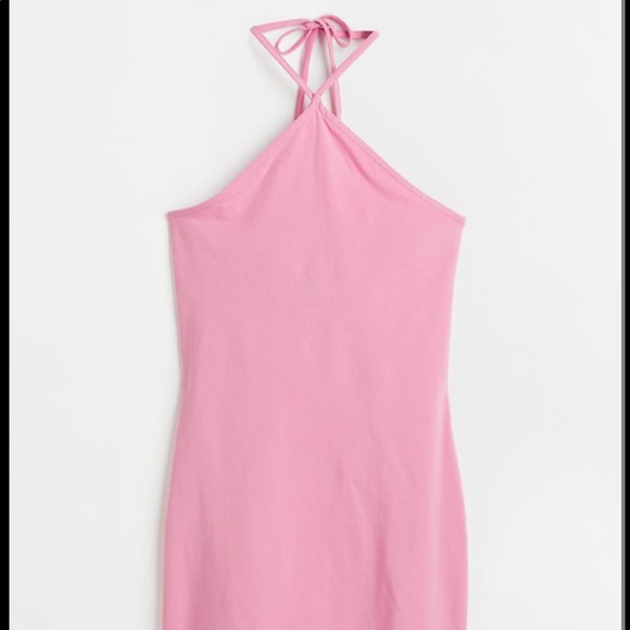 pink mini dress h&m Women's Light pink One-shoulder Mini Dress